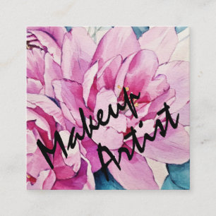 Carte De Visite Carré Aquarelle moderne maquillage floral Typographie de