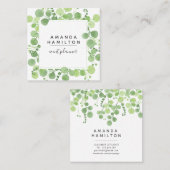 Carte De Visite Carré Aquarelle moderne prairie sauvage feuillage (Devant / Derrière)