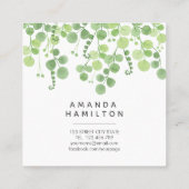 Carte De Visite Carré Aquarelle moderne prairie sauvage feuillage (Dos)