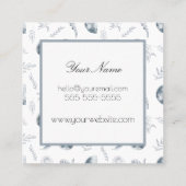 Carte De Visite Carré Aquarelle Moon & Botanical Art Blue Grey (Dos)