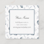 Carte De Visite Carré Aquarelle Moon & Botanical Art Blue Grey (Dos)