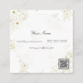 Carte De Visite Carré Aquarelle Moon & Floral Frame avec code QR (Dos)