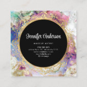 Carte De Visite Carré Aquarelle nébuleuse or mandala moderne monogrammé (Dos)