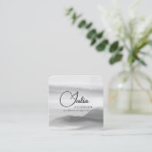 Carte De Visite Carré Aquarelle noire et blanche chic Script Abstrait (Debout devant)