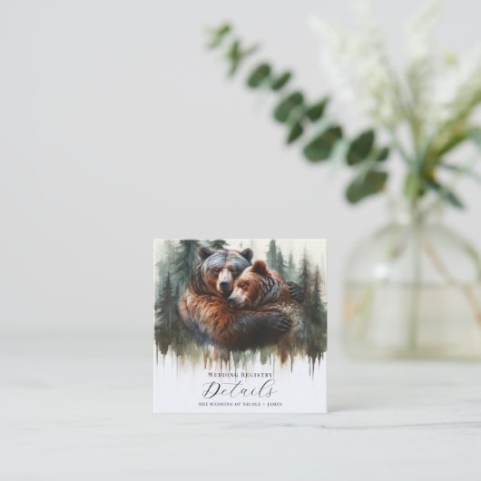 Carte De Visite Carré Aquarelle Oears Rustic Wilderness Détails (Debout devant)