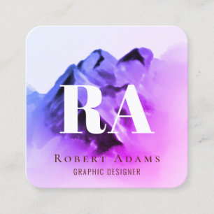 Carte De Visite Carré Aquarelle Ombre rose violet monochrome Abstrait
