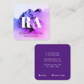 Carte De Visite Carré Aquarelle Ombre rose violet monochrome Abstrait (Devant / Derrière)