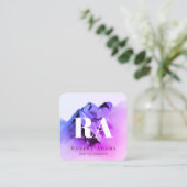 Carte De Visite Carré Aquarelle Ombre rose violet monochrome Abstrait (Debout devant)