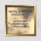 Carte De Visite Carré Aquarelle or chic avec monogramme (Dos)