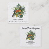 Carte De Visite Carré Aquarelle oranges arrangement floral (Devant / Derrière)