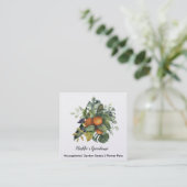 Carte De Visite Carré Aquarelle oranges arrangement floral (Debout devant)