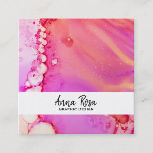 Carte De Visite Carré Aquarelle organique abstraite audacieuse de marbre