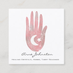 Carte De Visite Carré Aquarelle Palm avec lune et étoiles