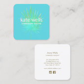 Carte De Visite Carré Aquarelle Palm Branche Paysage tropical (Devant / Derrière)