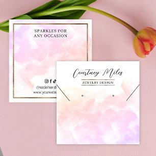 Carte De Visite Carré Aquarelle Parties scintillant or Bracelet Boucles 