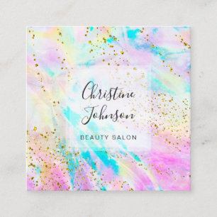 Carte De Visite Carré aquarelle pastel fausse parties scintillant