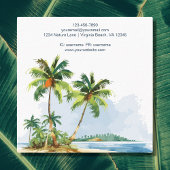 Carte De Visite Carré Aquarelle Plage de palmiers tropicaux