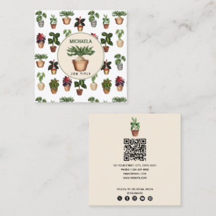 Carte De Visite Carré Aquarelle Plante en pointillé Accueil Mise en scèn