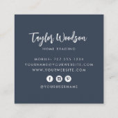 Carte De Visite Carré Aquarelle Poted Houplant Script de signature (Dos)