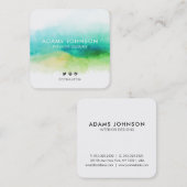 Carte De Visite Carré Aquarelle professionnelle Verdure Abstraite (Devant / Derrière)