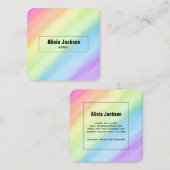 Carte De Visite Carré Aquarelle Rainbow Pastel (Devant / Derrière)
