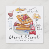 Carte De Visite Carré Aquarelle Restaurant du logo de gaufre (Devant)