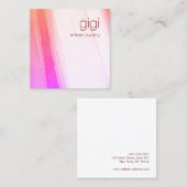Carte De Visite Carré Aquarelle rose Abstrait (Devant / Derrière)