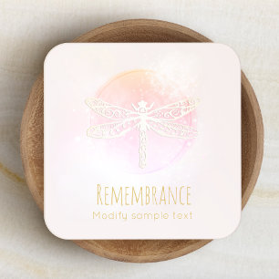 Carte De Visite Carré Aquarelle rose artistique Dragonfly Beauté Spa