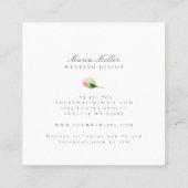 Carte De Visite Carré Aquarelle rose blanc vert vert Mariage design (Dos)