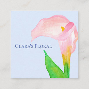 Carte De Visite Carré Aquarelle rose Calla Lily