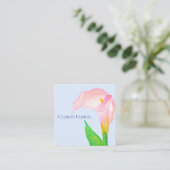 Carte De Visite Carré Aquarelle rose Calla Lily (Debout devant)