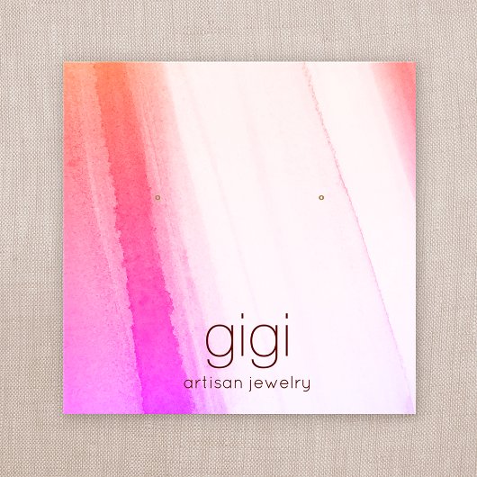 Carte De Visite Carré Aquarelle rose Écran à oreille Écran bijoux