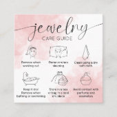 Carte De Visite Carré Aquarelle rose esthétique Logo Bijoux Soins (Devant)