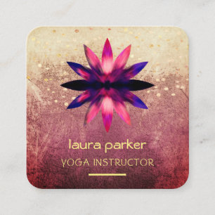 Carte De Visite Carré Aquarelle rose Lotus Grunge Retro