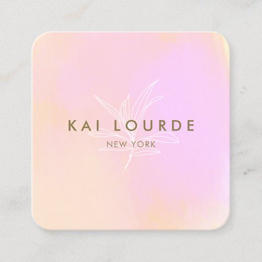 Carte De Visite Carré Aquarelle rose moderne Abstraite (Devant)