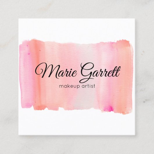 Carte De Visite Carré Aquarelle rose moderne pointe (Devant)