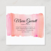 Carte De Visite Carré Aquarelle rose moderne pointe (Dos)