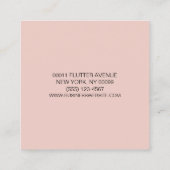 Carte De Visite Carré Aquarelle rose pâle à papillon minimale (Dos)