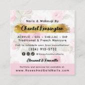 Carte De Visite Carré Aquarelle rose pâle Roses & or Shabby Chic (Dos)