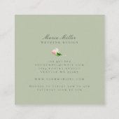 Carte De Visite Carré Aquarelle rose printemps vert Mariage (Dos)