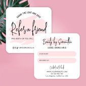 Carte De Visite Carré Aquarelle Rose Référer Un Salon D'Ami