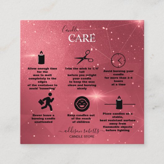 Carte De Visite Carré Aquarelle rose rose moderne Carré d'entretien des (Devant)