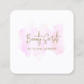 Carte De Visite Carré Aquarelle rose simple beauté (Devant)