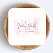 Carte De Visite Carré Aquarelle rose simple beauté