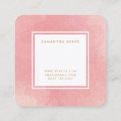 Carte De Visite Carré Aquarelle rose simple Design (Dos)