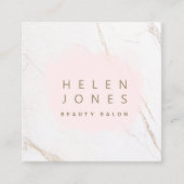 Carte De Visite Carré aquarelle rose splat de marbre (Devant)