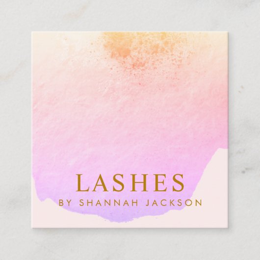 Carte De Visite Carré Aquarelle rose tendance Abstraite (Devant)