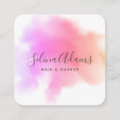 Carte De Visite Carré Aquarelle rose violet moderne Abstraite (Devant)