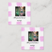 Carte De Visite Carré Aquarelle rose violet père fils papa ajouter l'ima (Devant / Derrière)