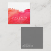 Carte De Visite Carré Aquarelle rouge design moderne (Devant / Derrière)